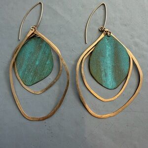 Gold and Green Layered Earrings- light & fun